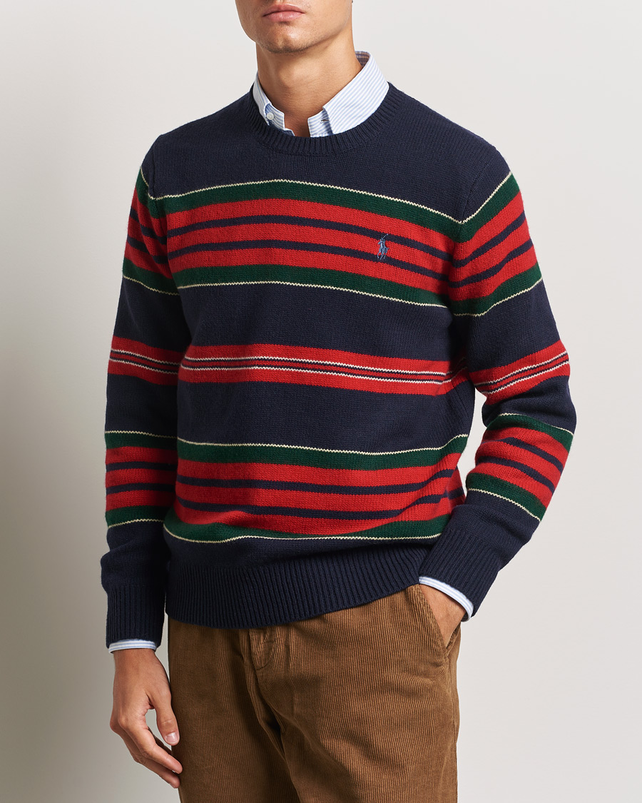 Uomini | Preppy Authentic | Polo Ralph Lauren | Wool/Cashmere Striped Sweater Hunter Navy Combo