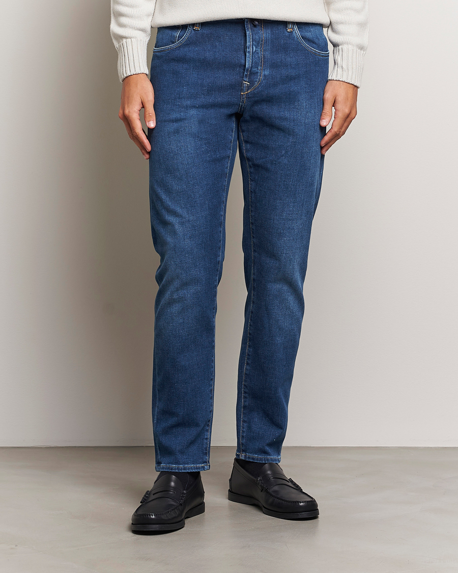 Uomini | Incotex | Incotex | 5-Pocket Stretch Denim Medium Blue