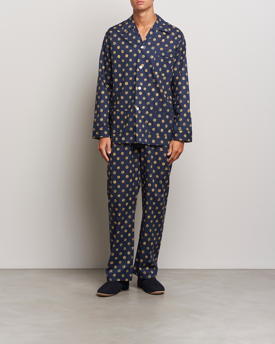 Uomini | Loungewear | Derek Rose | Printed Cotton Pyjama Set Navy