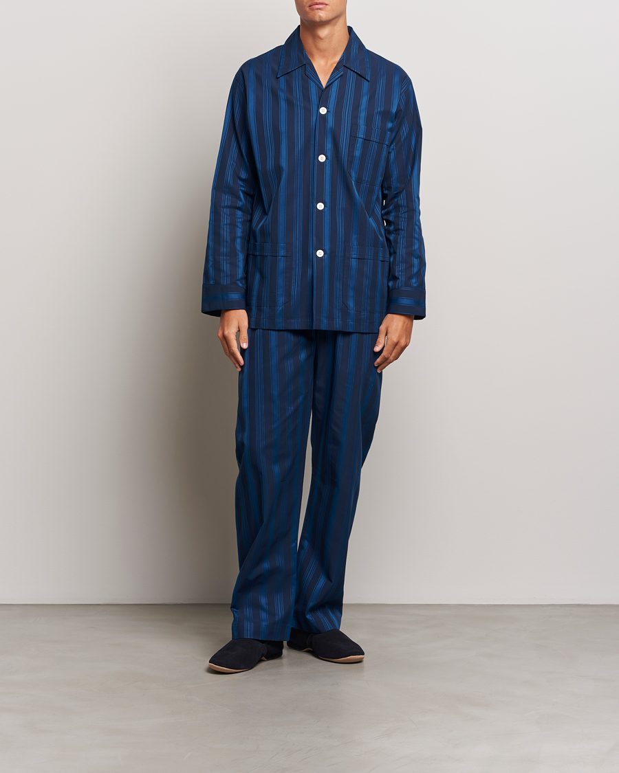 Uomini | Accappatoi & Pigiami | Derek Rose | Striped Cotton Pyjama Set Navy