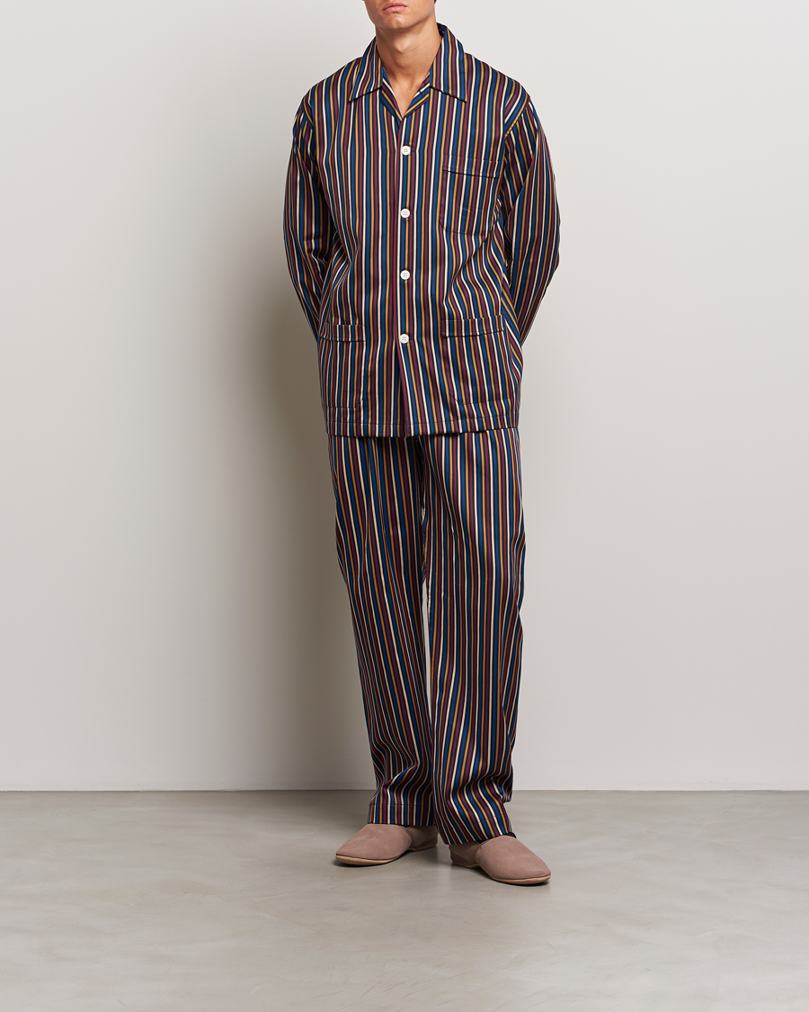 Uomini | Pigiami | Derek Rose | Striped Cotton Pyjama Set Navy