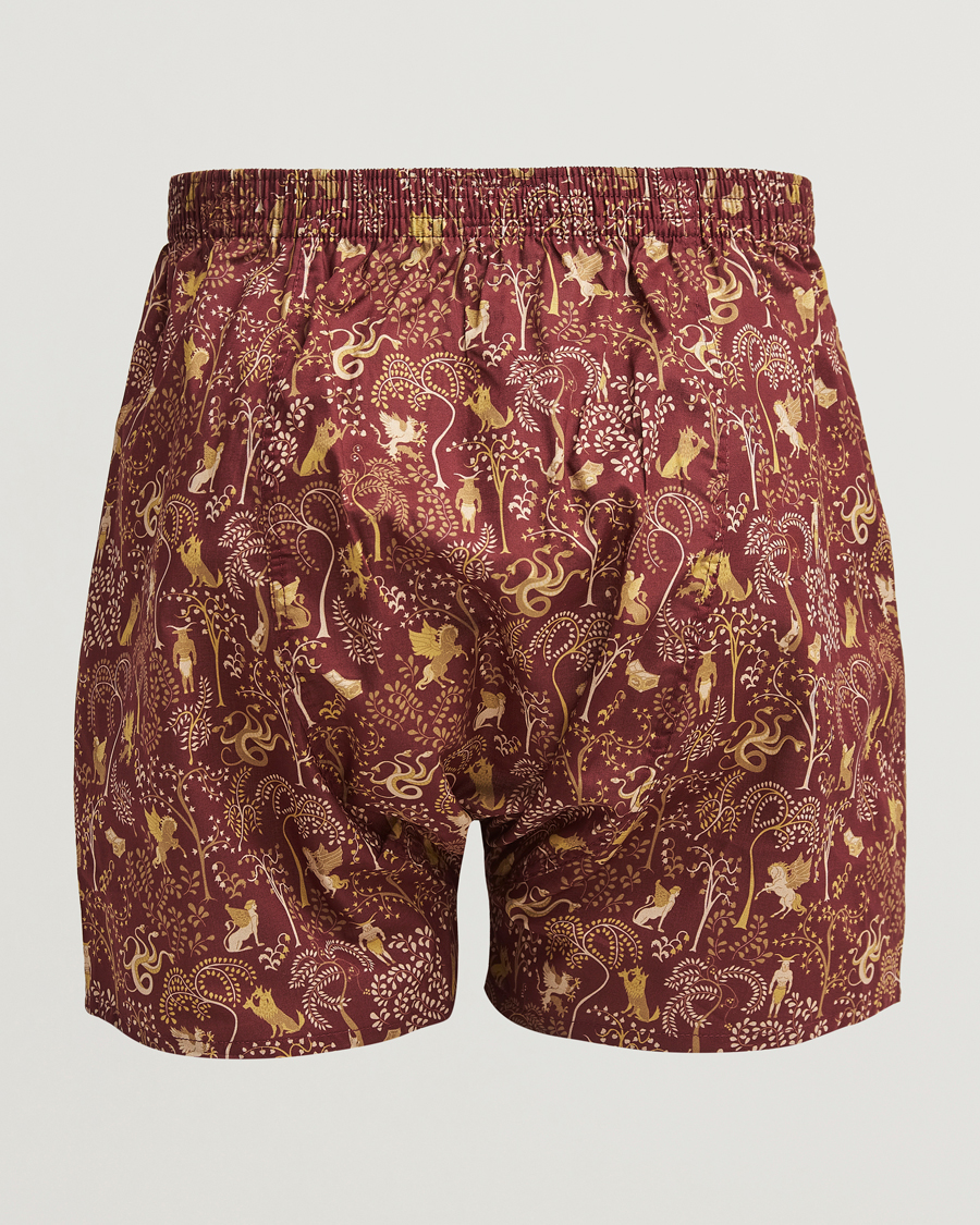 Uomini |  | Derek Rose | Classic Fit Woven Cotton Boxer Shorts Burgundy