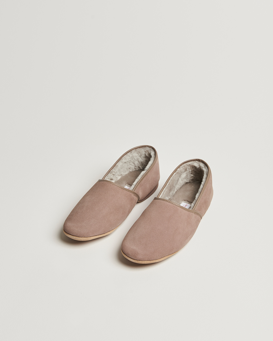 Uomini | Scarpe | Derek Rose | Crawford Sheepskin Suede Slippers Beige