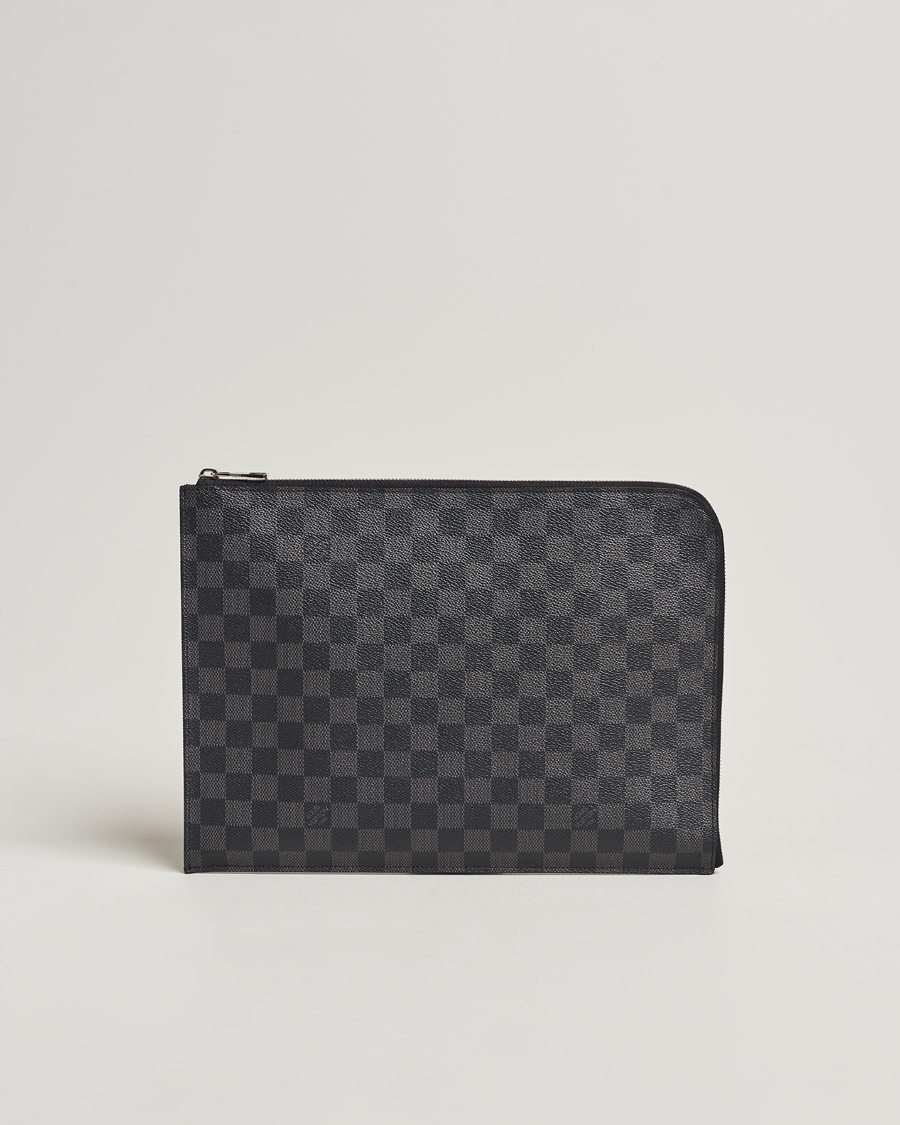 Uomini | Louis Vuitton Pre-Owned Poche Joule GM Clutch Bag Damier Graphite | Louis Vuitton Pre-Owned | Poche Joule GM Clutch Bag Damier Graphite
