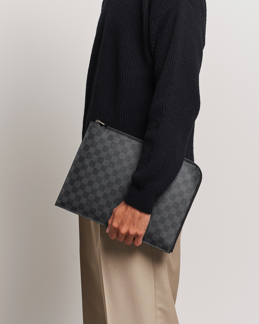 Uomini | Louis Vuitton Pre-Owned Poche Joule GM Clutch Bag Damier Graphite | Louis Vuitton Pre-Owned | Poche Joule GM Clutch Bag Damier Graphite