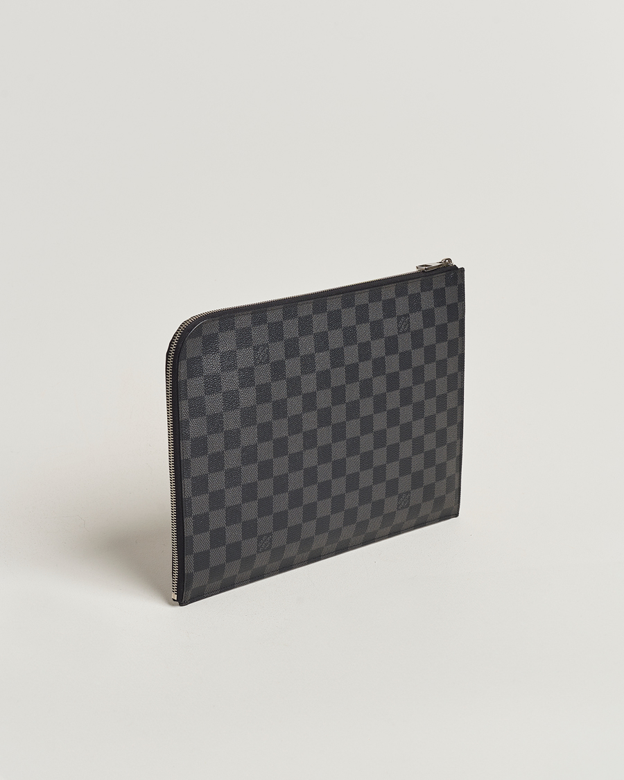 Uomini | Louis Vuitton Pre-Owned Poche Joule GM Clutch Bag Damier Graphite | Louis Vuitton Pre-Owned | Poche Joule GM Clutch Bag Damier Graphite