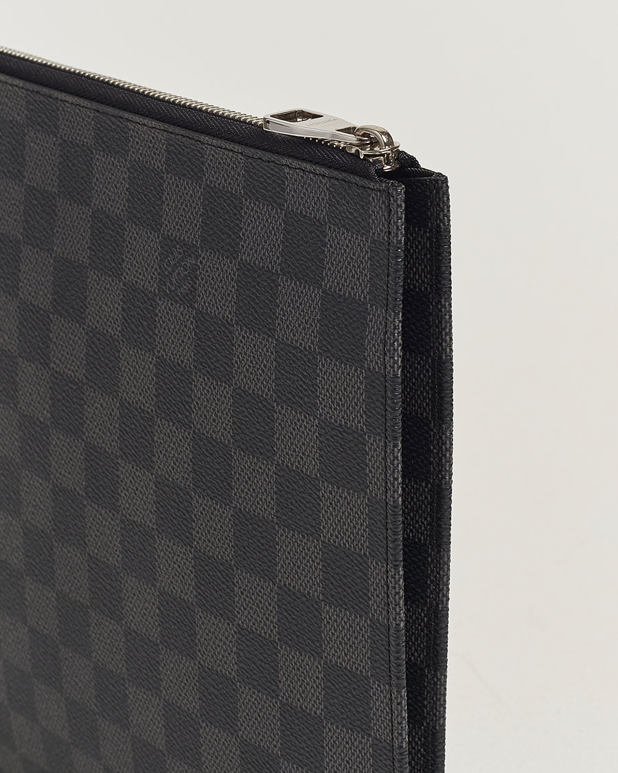 Uomini | Louis Vuitton Pre-Owned Poche Joule GM Clutch Bag Damier Graphite | Louis Vuitton Pre-Owned | Poche Joule GM Clutch Bag Damier Graphite