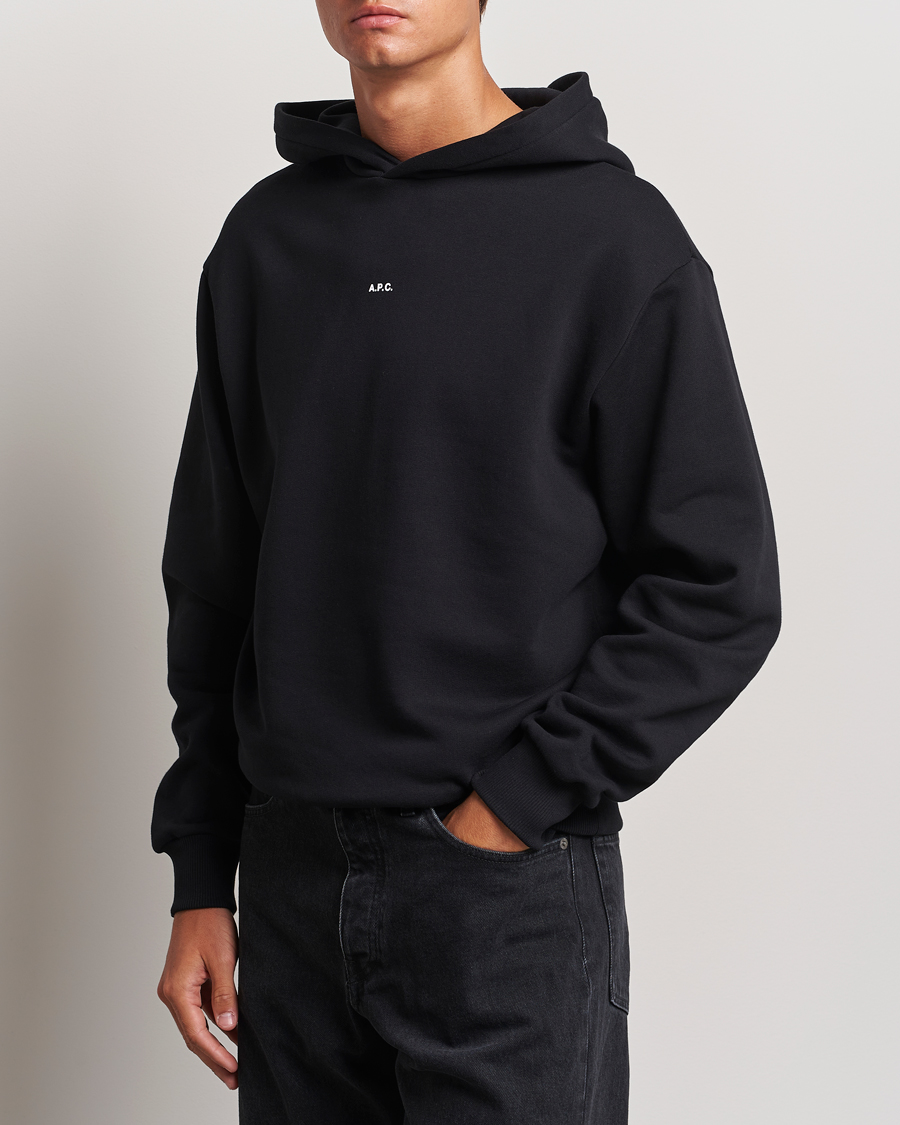 Uomini | A.P.C. | A.P.C. | Boxy Micro Center Logo Hoodie Black