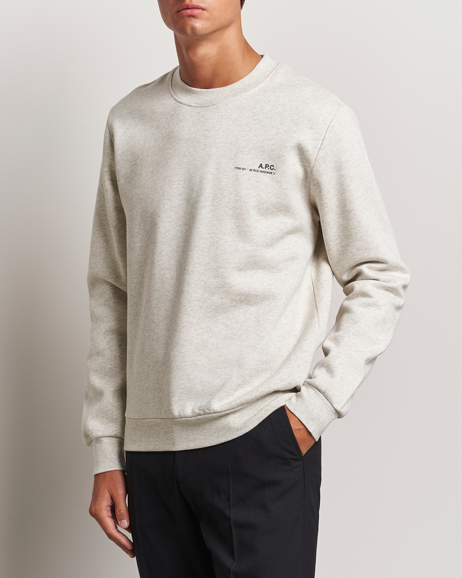 Uomini | Felpe grigie | A.P.C. | Item Sweatshirt Ecru Chine