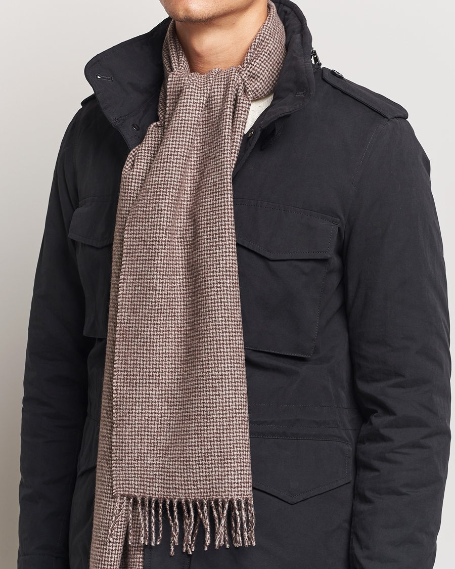 Uomini |  | Amanda Christensen | Merino Wool Dogtooth Scarf Beige Melange