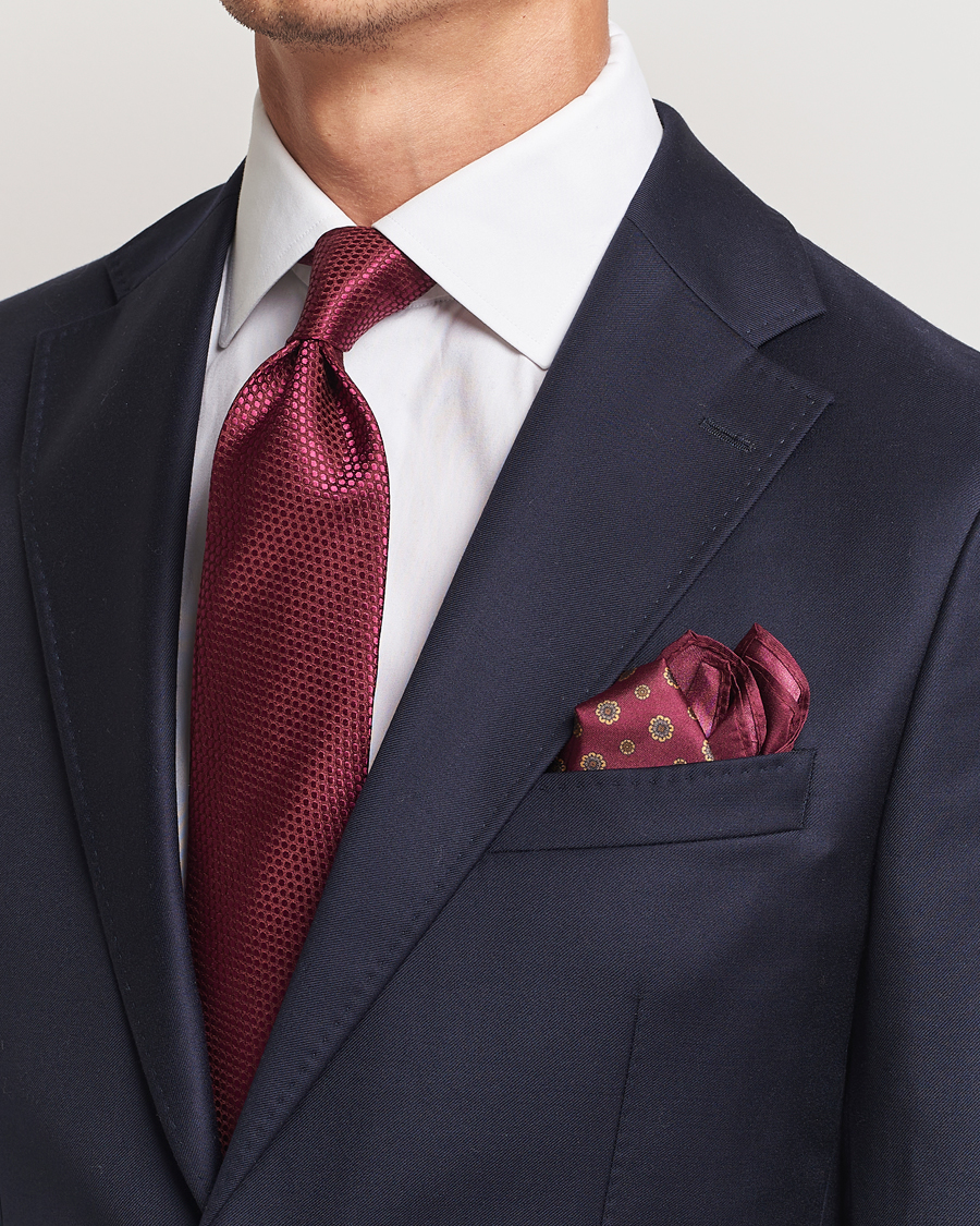 Uomini | Cravatte | Amanda Christensen | Box Set Silk 8 cm Tie And Pocket Square Bordeaux