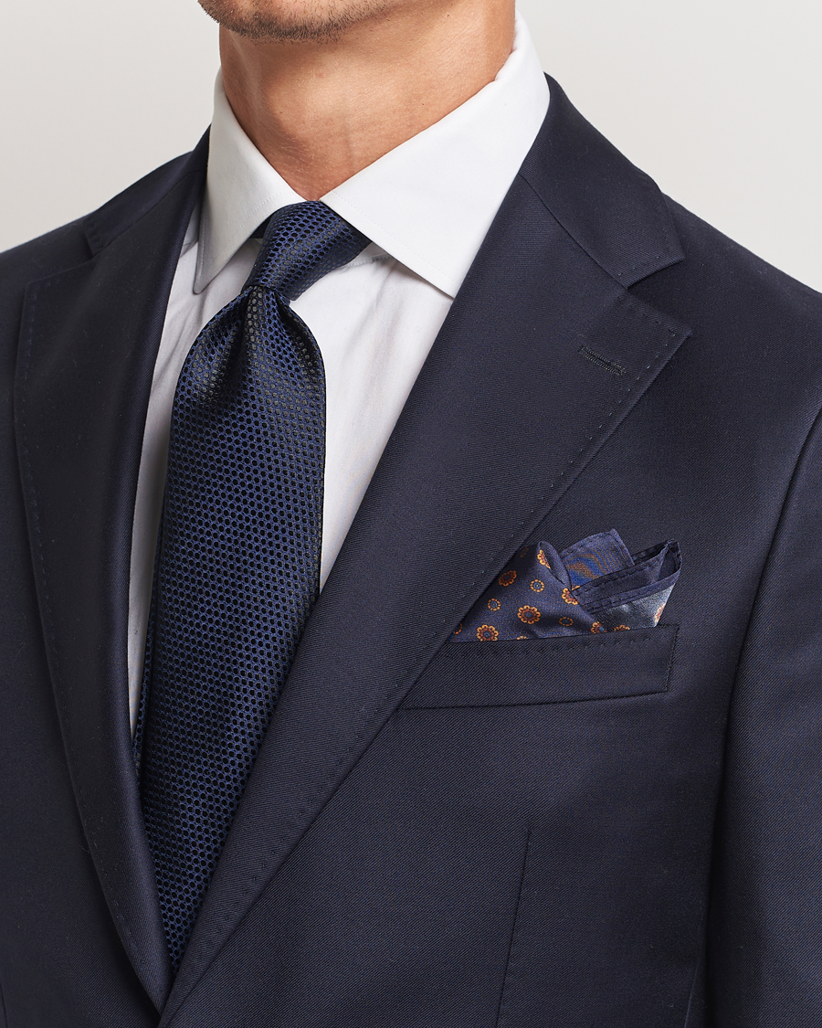 Uomini |  | Amanda Christensen | Box Set Silk 8 cm Tie And Pocket Square Navy