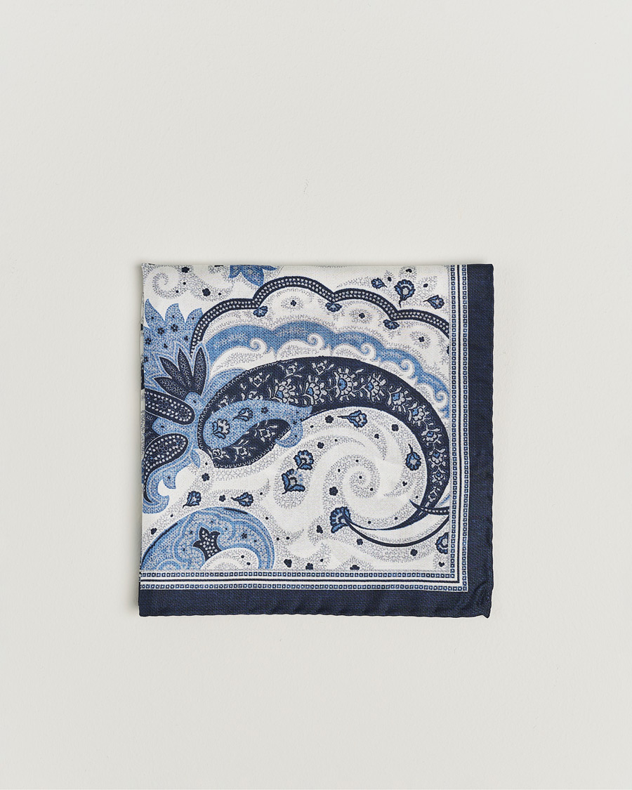 Uomini | Fazzoletti da taschino | Amanda Christensen | Silk Twill Printed Flower Pocket Square Navy