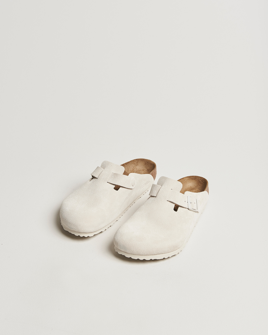 Uomini | BIRKENSTOCK | BIRKENSTOCK | Boston Classic Footbed Antique White Suede