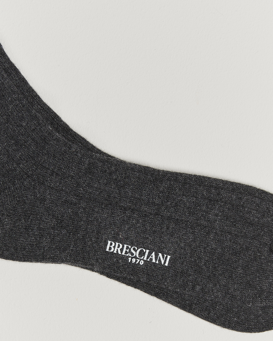 Uomini | Abbigliamento | Bresciani | Wool/Cashmere Ribbed Socks Dark Grey