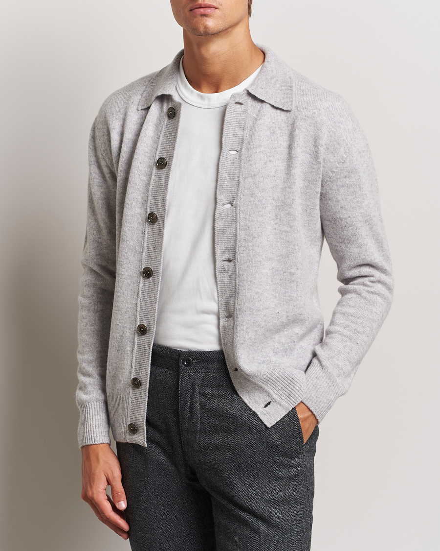 Uomini | Italian Department | Altea | Shetland Collared Cardigan Light Grey