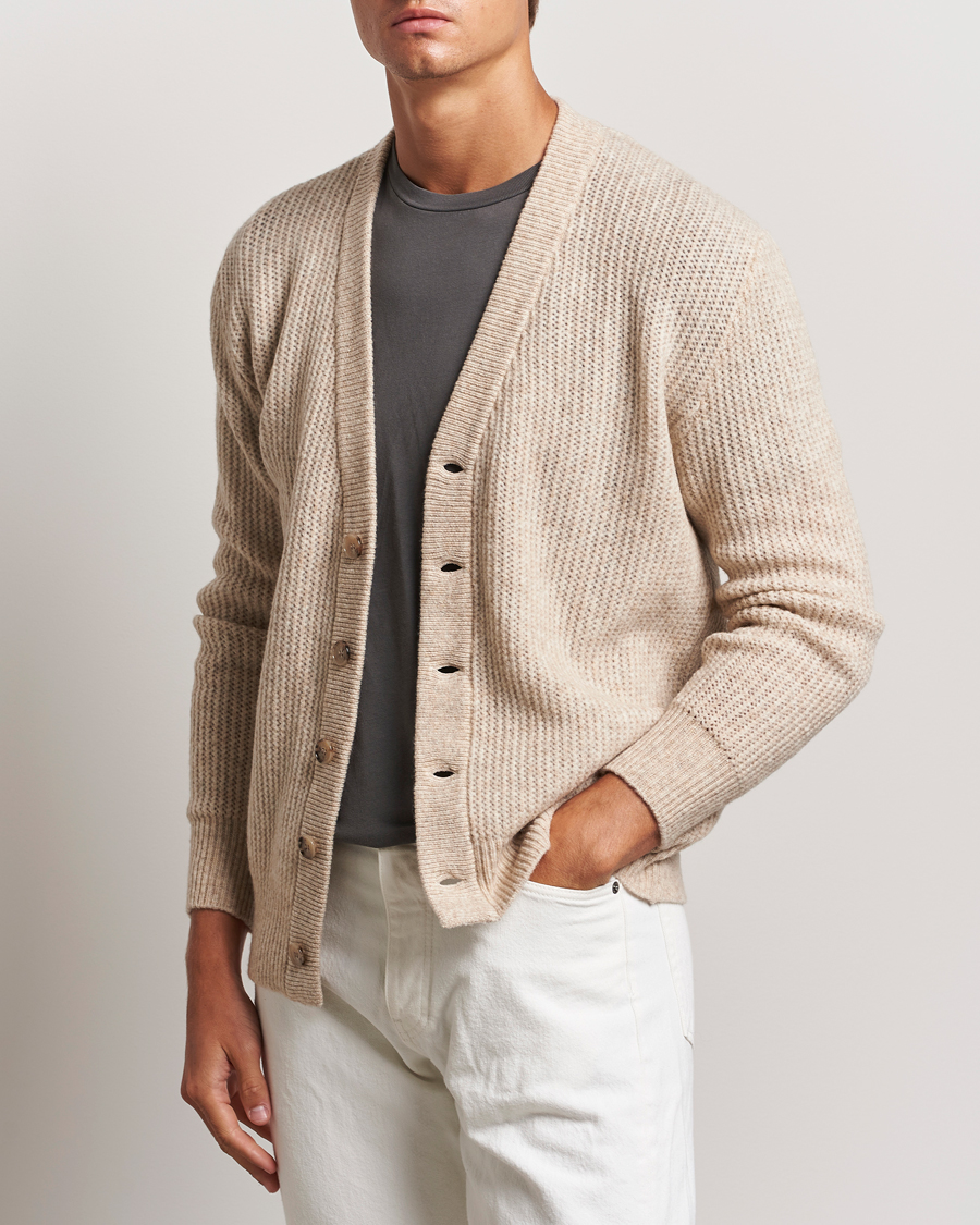 Uomini | Maglieria | Altea | Soft Rib Stich Cardigan Cream