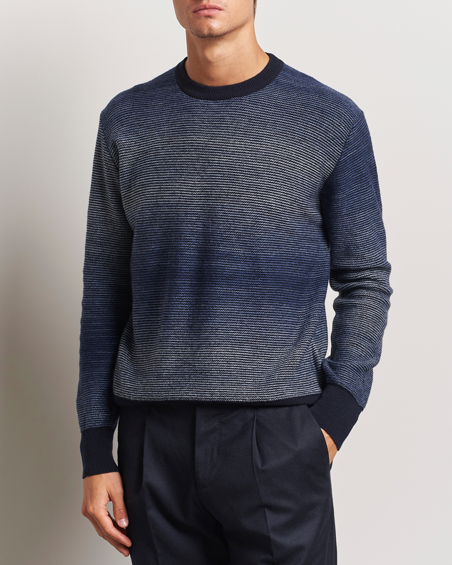 Uomini | Italian Department | Altea | Jacquard Stripe Sweater Navy