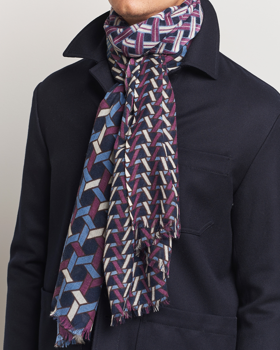 Uomini |  | Altea | Printed Wool Scarf Navy