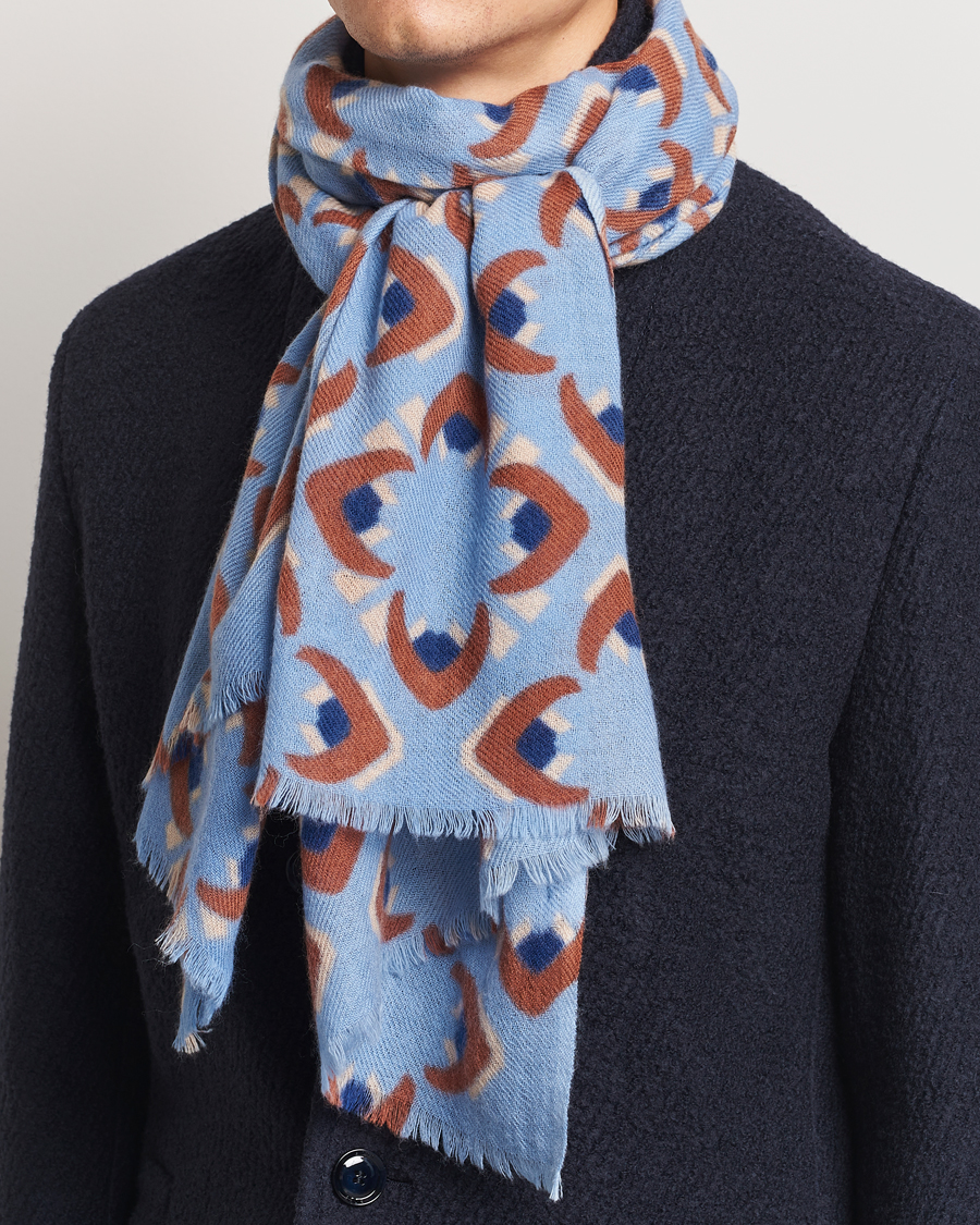 Uomini | Accessori | Altea | Printed Wool/Cashmere Scarf Light Blue