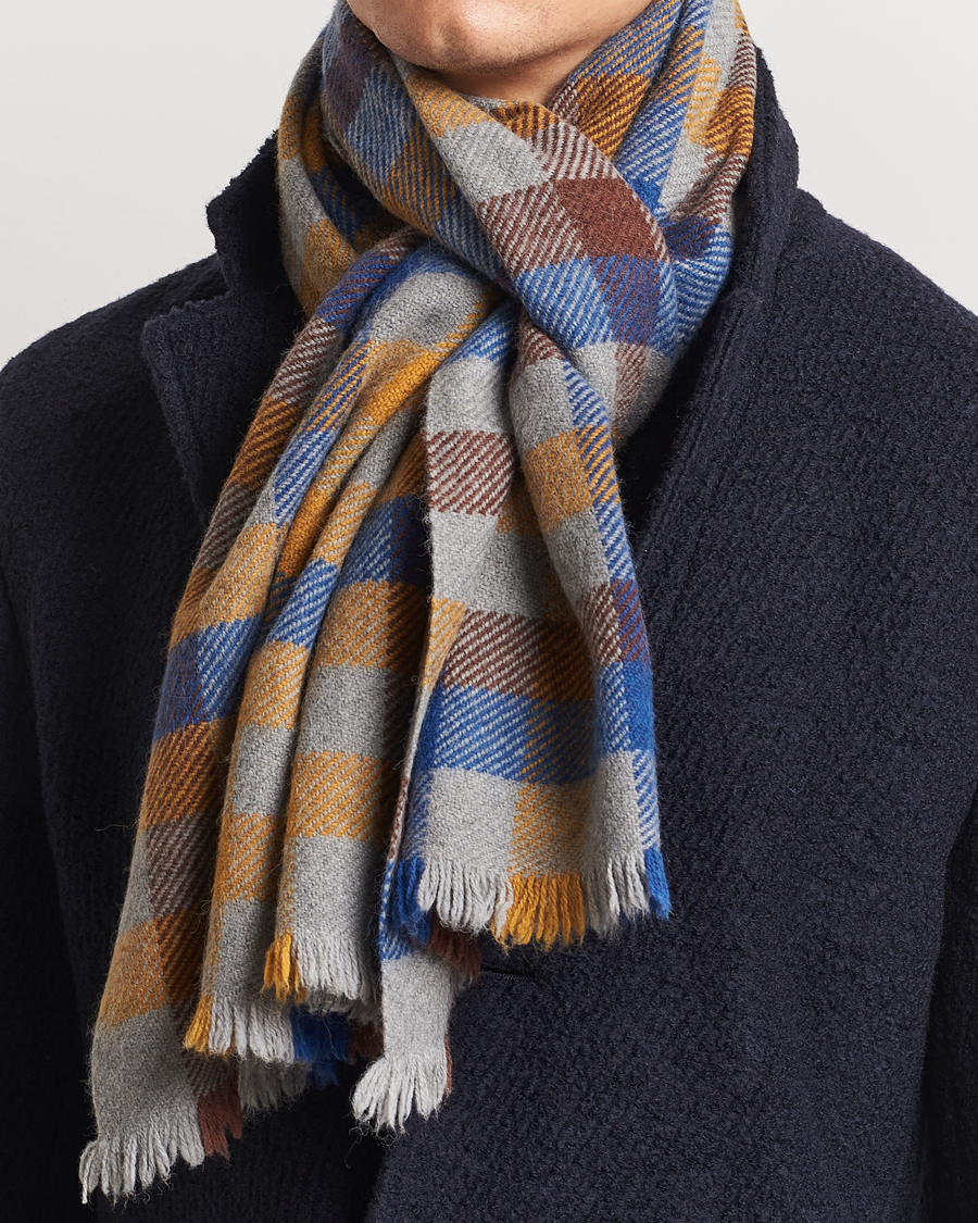 Uomini | Accessori | Altea | Check Wool Scarf Yellow/Beige