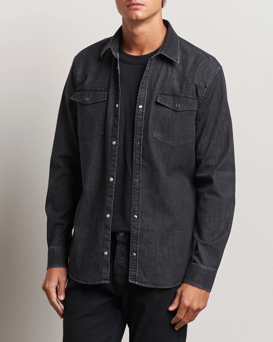 Uomini | Dondup | Dondup | Slim Fit Denim Shirt Washed Black