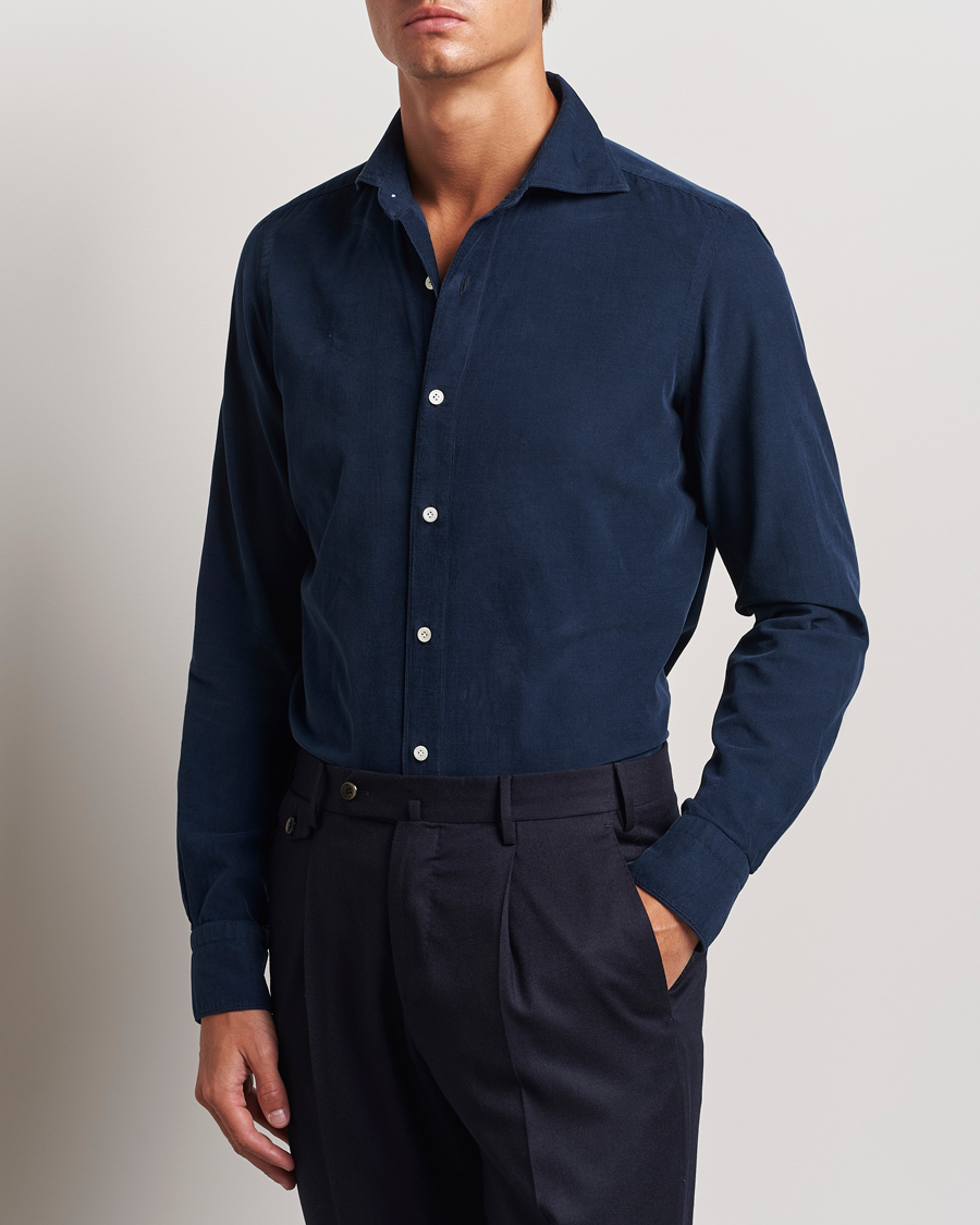 Uomini |  | Finamore Napoli | Gaeta Corduroy Shirt Navy