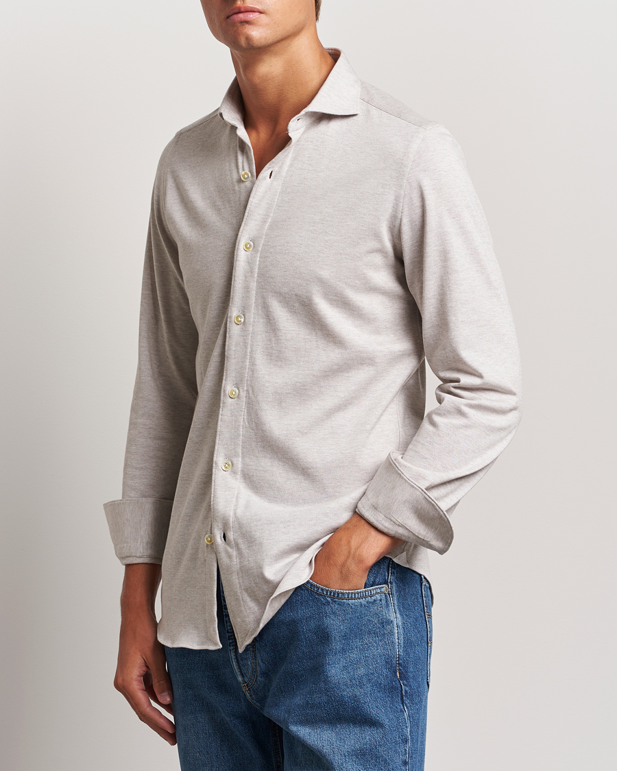 Uomini | Casual | Finamore Napoli | Cotton/Cashmere Jersey Shirt Beige