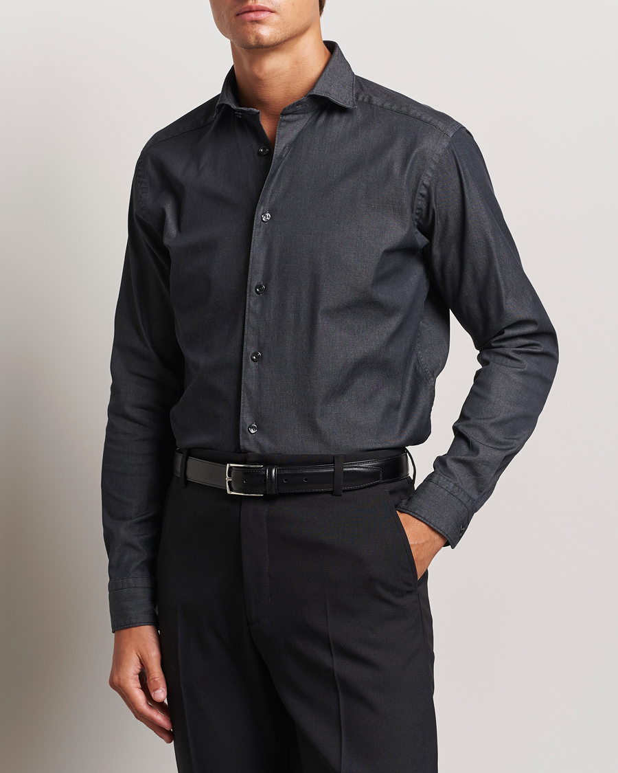 Uomini |  | Eton | Slim Fit Stretch Denim Shirt Black