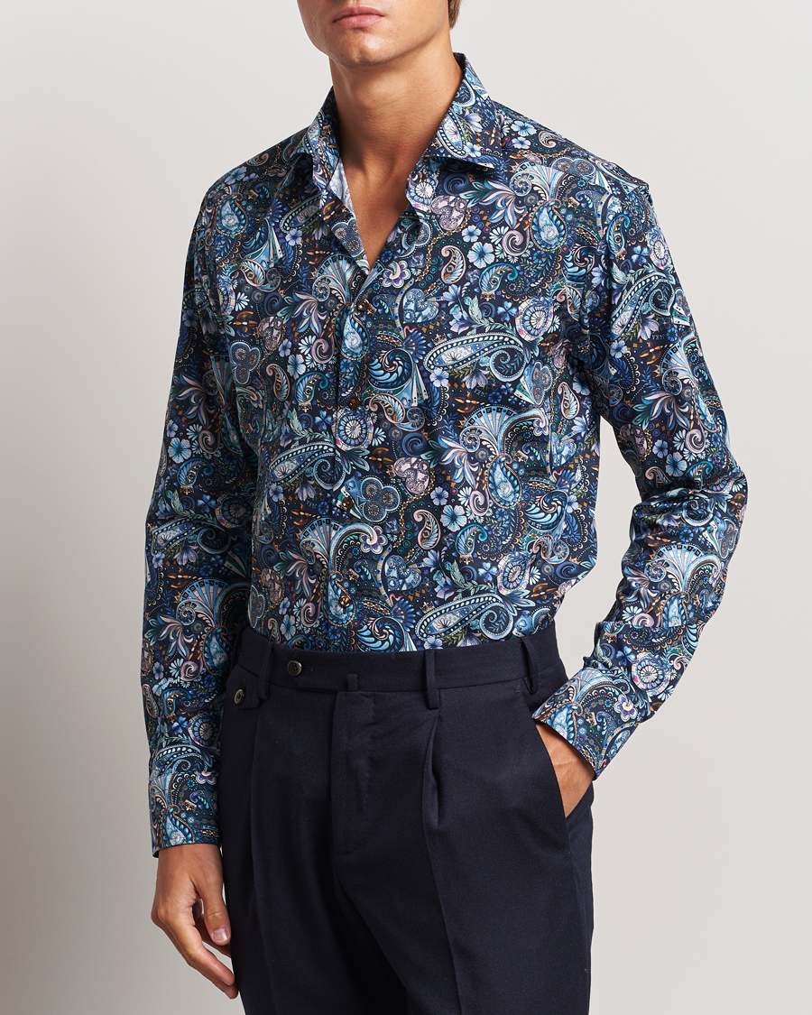 Uomini | Camicie | Eton | Slim Fit Signature Twill Printed Shirt Navy