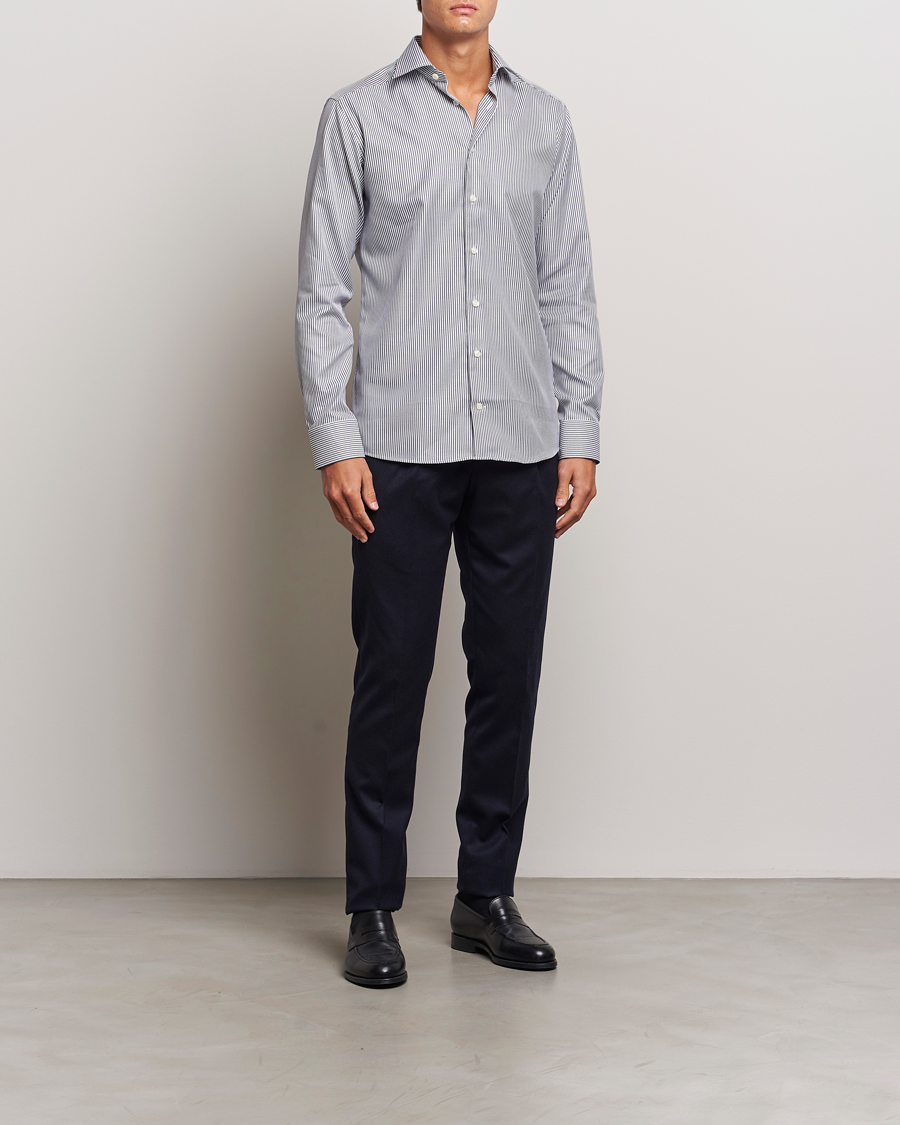 Uomini | Camicie business | Eton | Slim Fit Signature Twill Striped Shirt Grey/White