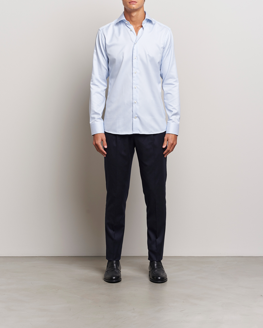 Uomini | Camicie | Eton | Slim Fit Signature Twill Striped Shirt Blue/White