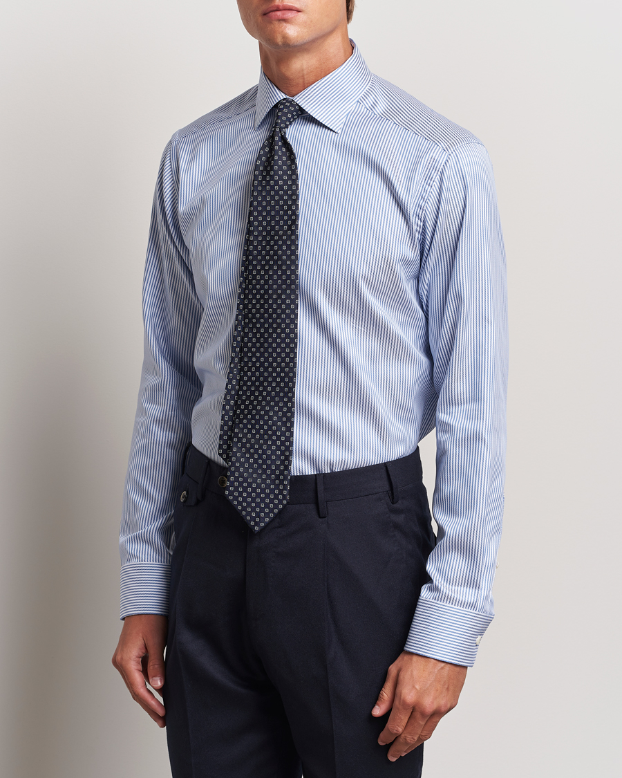 Uomini | Business & Beyond - Formal | Eton | Slim Fit Signature Twill Striped Shirt Blue/White