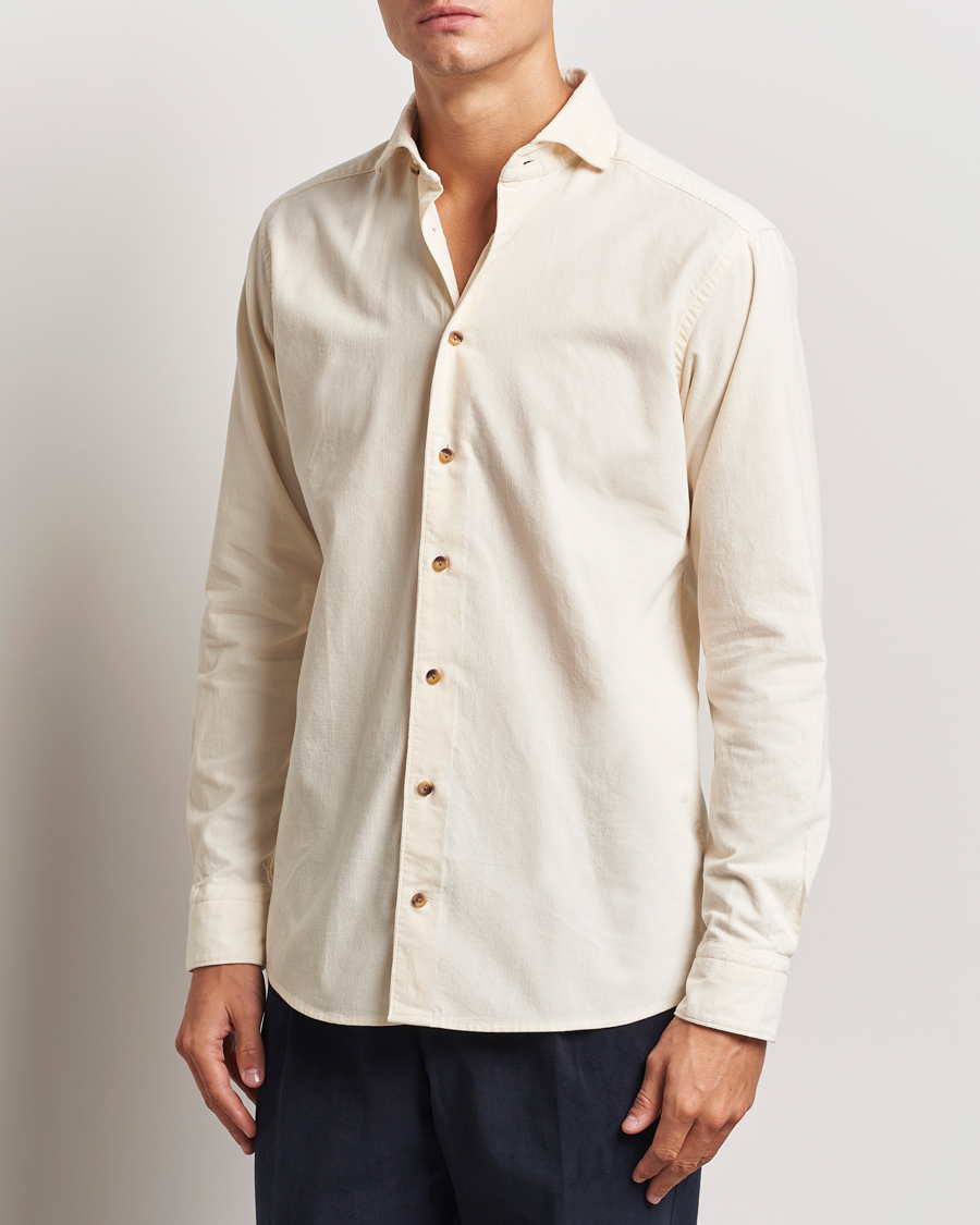 Uomini | Camicie | Eton | Slim Fit Fine Wale Corduroy Shirt Off White