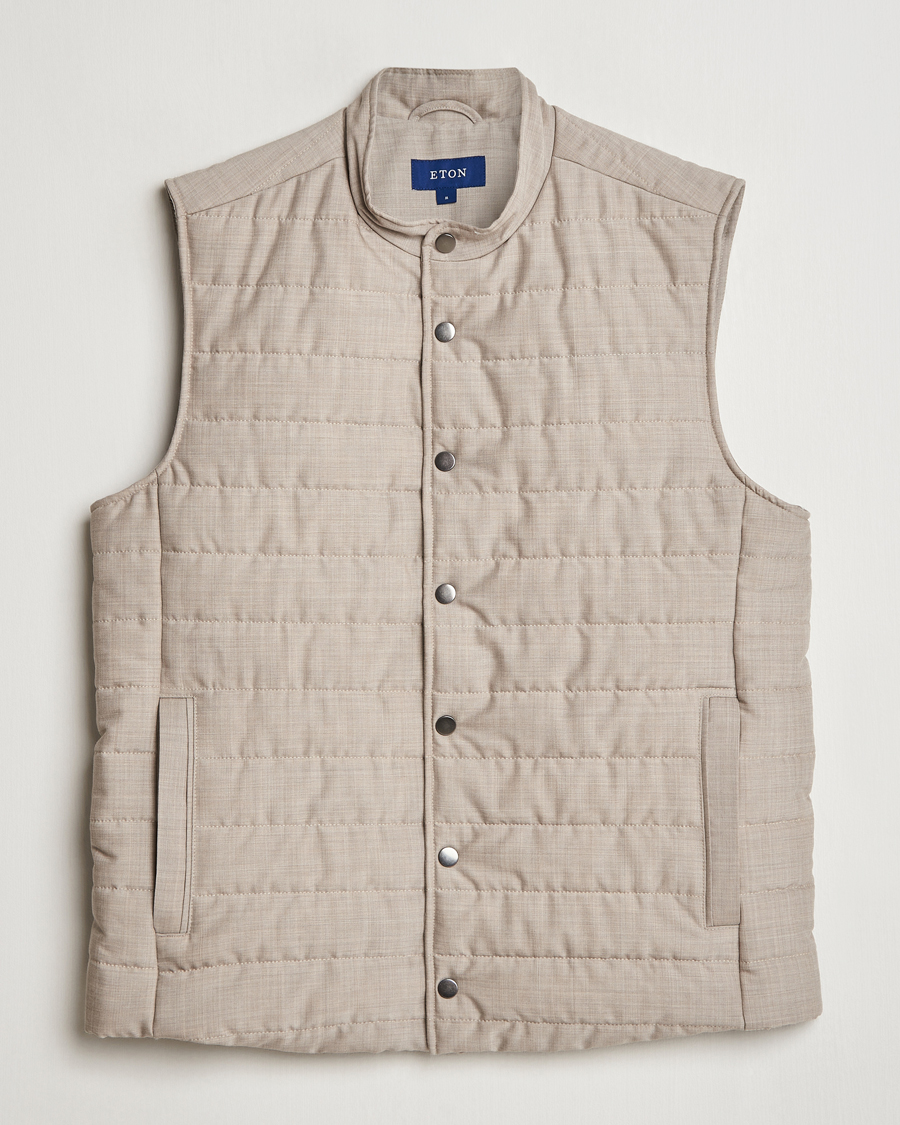 Uomini | Giacche | Eton | Padded Wool Vest Beige