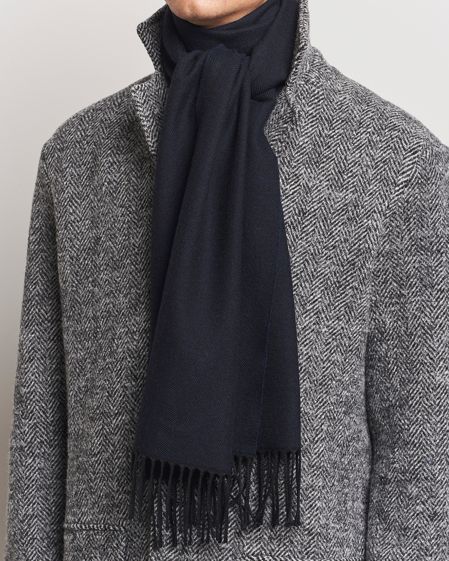 Uomini |  | Eton | Merino Wool Herringbone Scarf Navy Blue