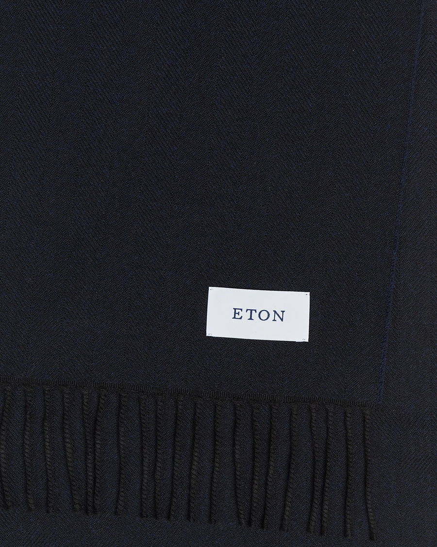 Uomini |  | Eton | Merino Wool Herringbone Scarf Navy Blue