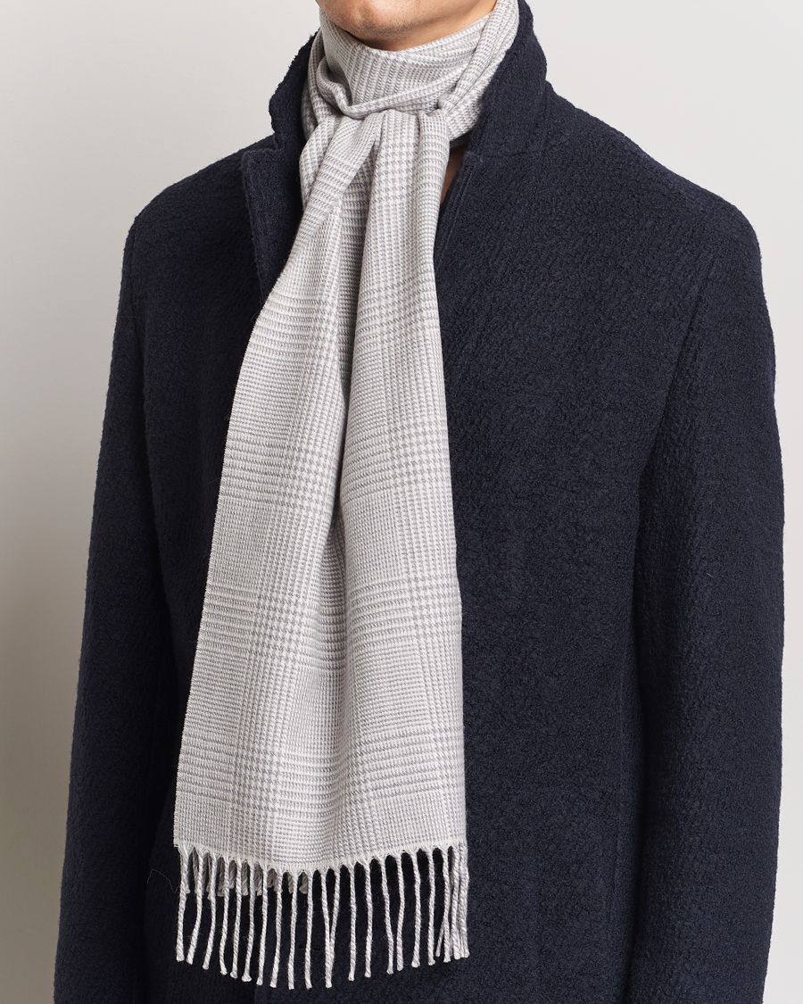 Uomini |  | Eton | Merino Wool Prince Of Wales Scarf Grey