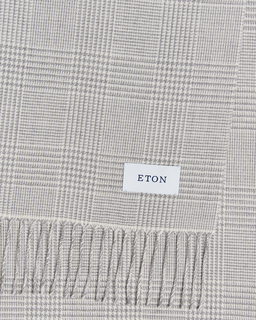 Uomini |  | Eton | Merino Wool Prince Of Wales Scarf Grey