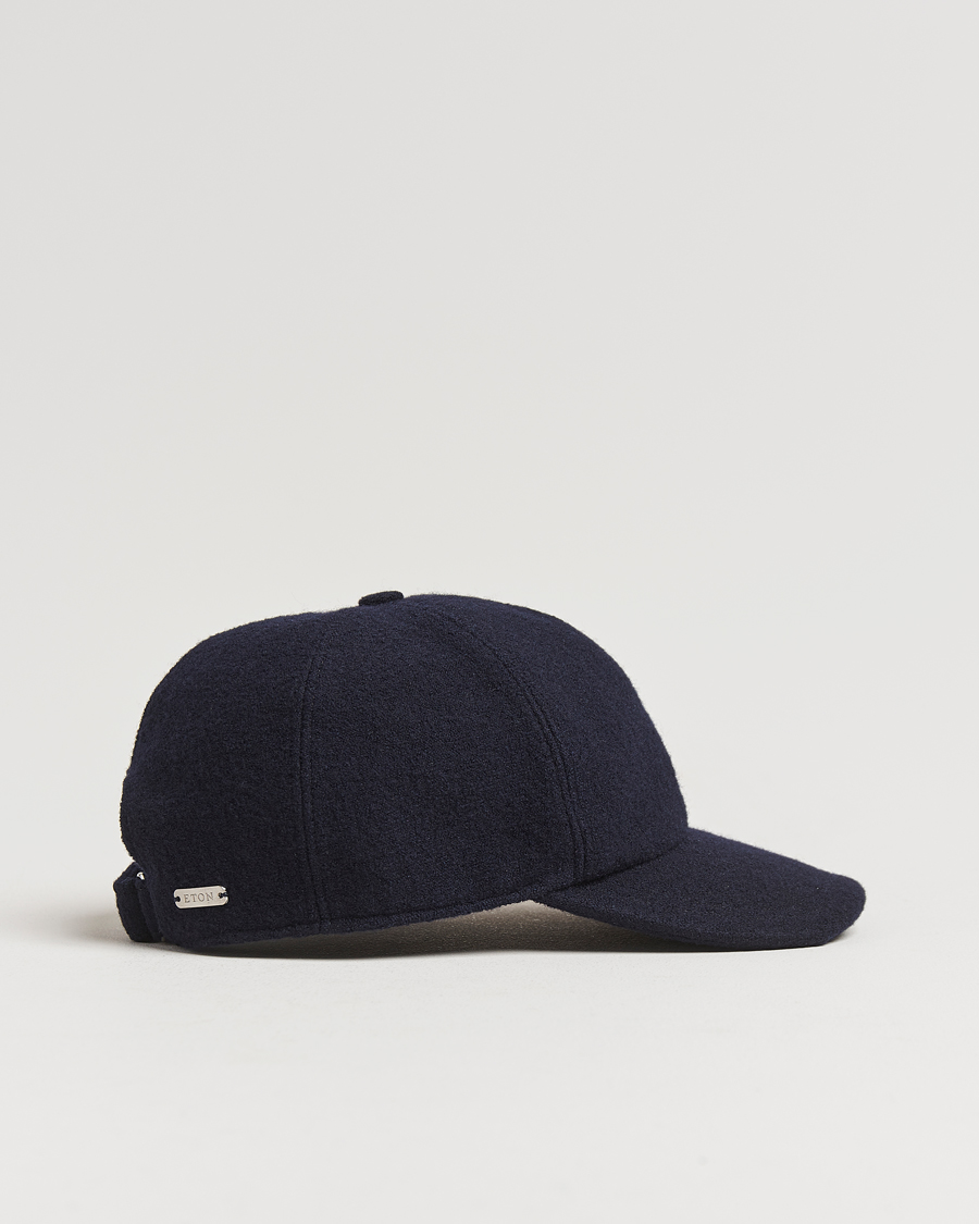 Uomini | Cappelli con visiera | Eton | Boiled Wool Baseball Cap Navy Blue