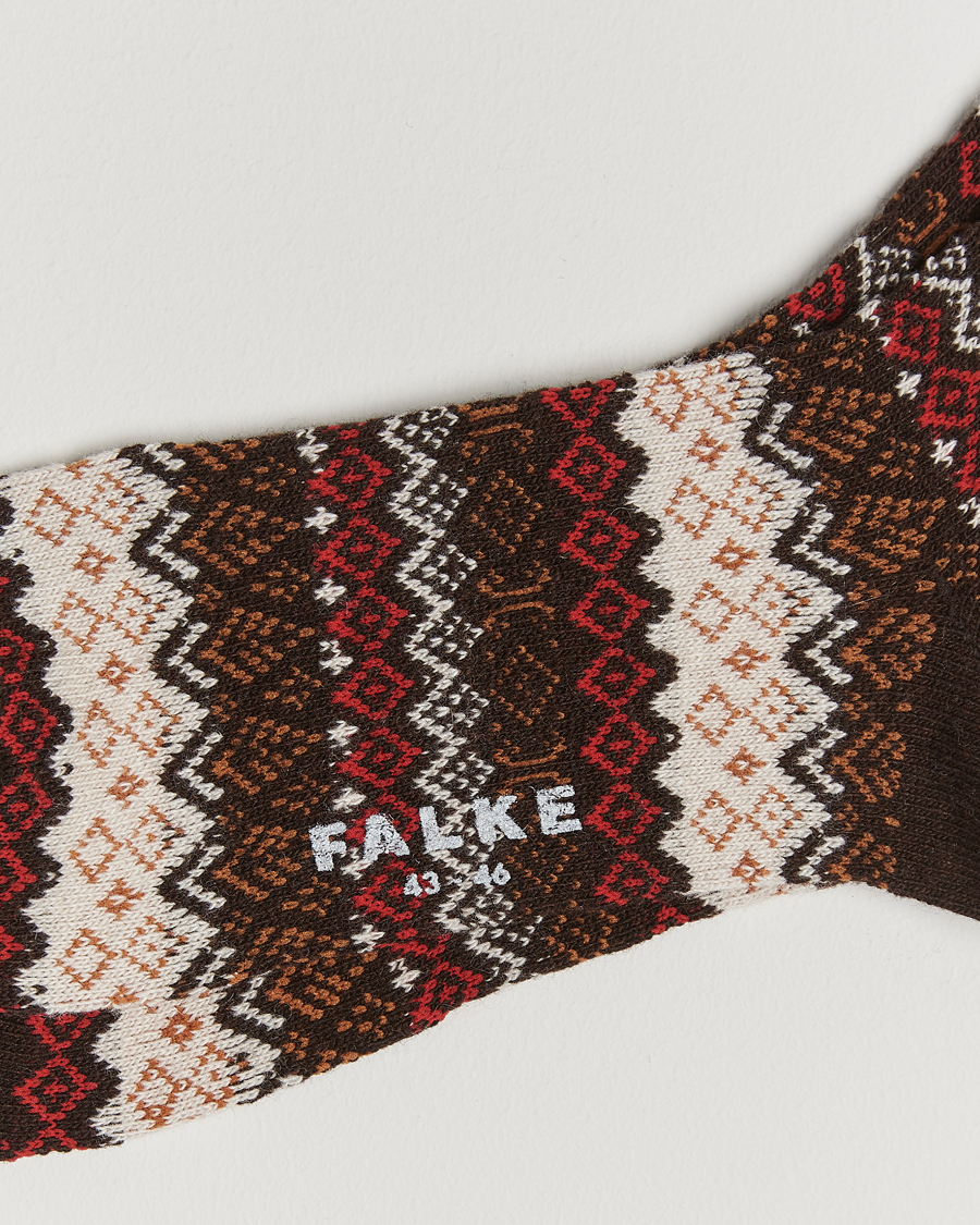 Uomini |  | Falke | Aspen Fairisle Socks Dark Brown