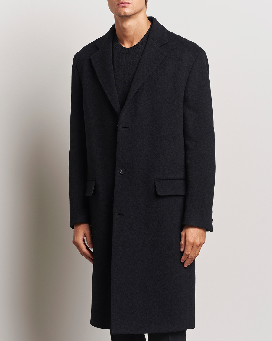 Uomini | Filippa K | Filippa K | Relaxed Wool Crombie Coat Black