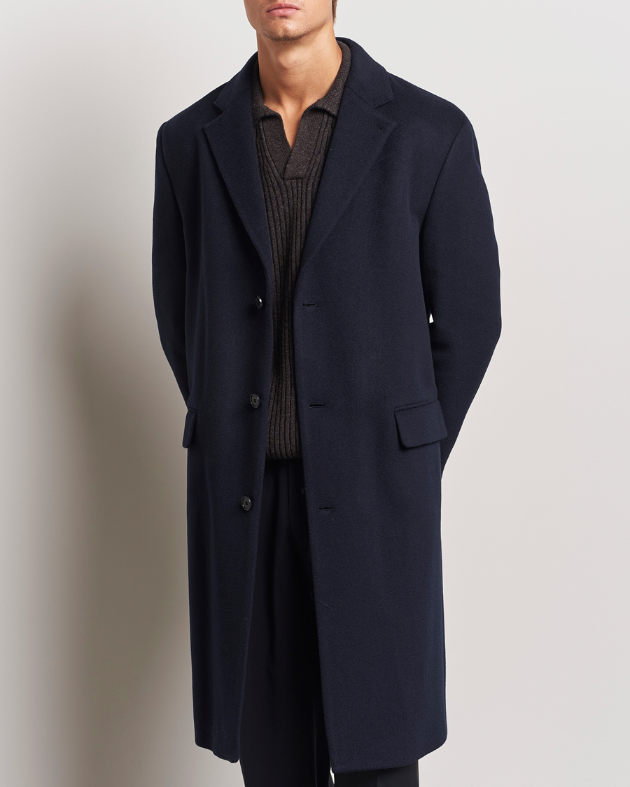 Uomini | Filippa K | Filippa K | Relaxed Wool Crombie Coat Navy