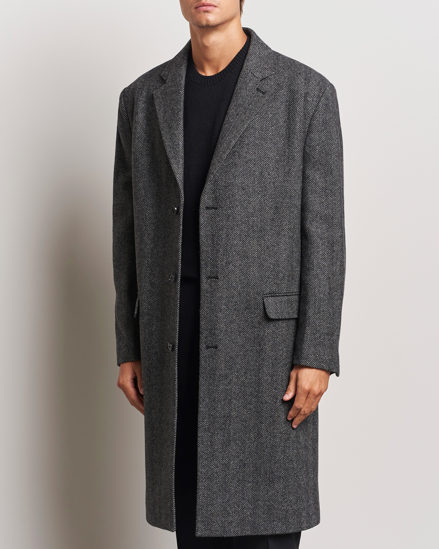 Uomini | Filippa K | Filippa K | Relaxed Wool Crombie Coat Grey Herringbone