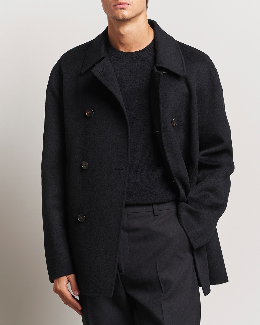 Uomini |  | Filippa K | Double Faced Wool Peacoat Black