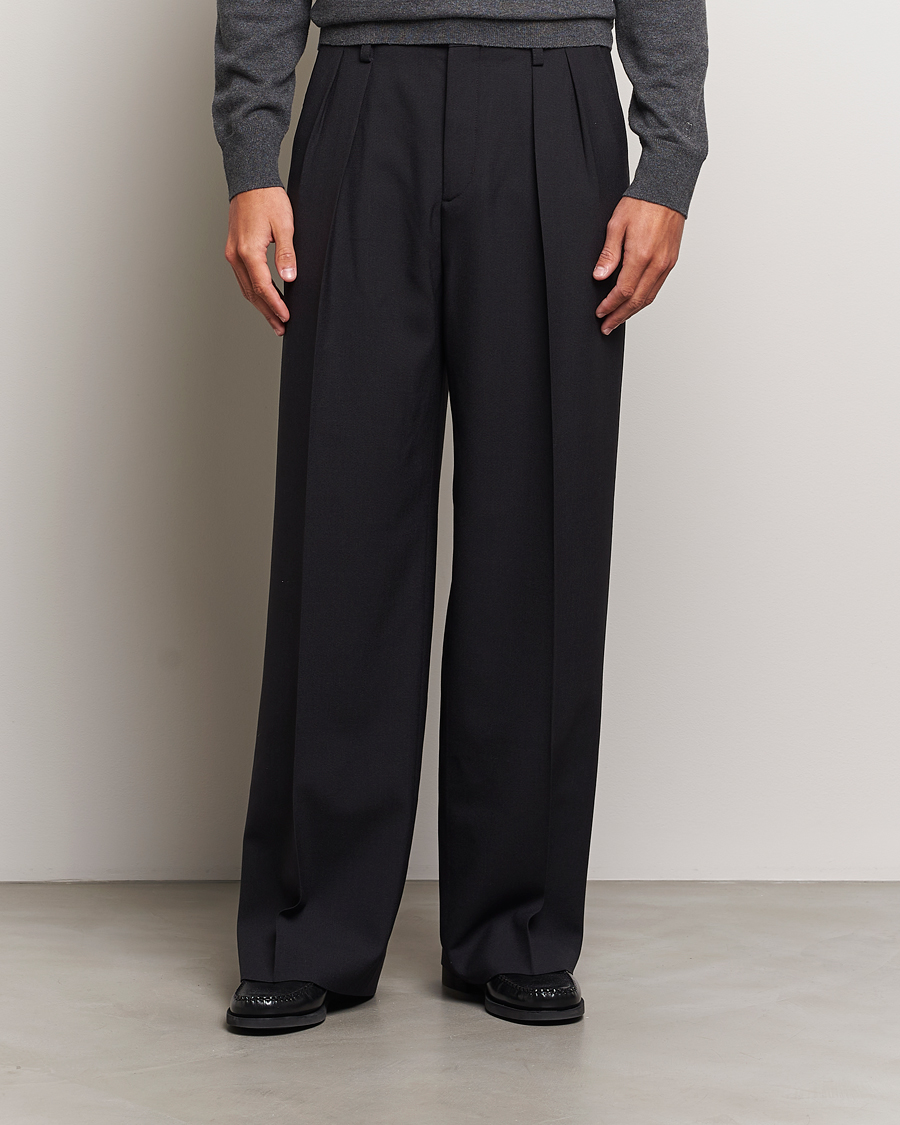 Uomini | Pantaloni da cerimonia | Filippa K | Wide Wool Trousers Black