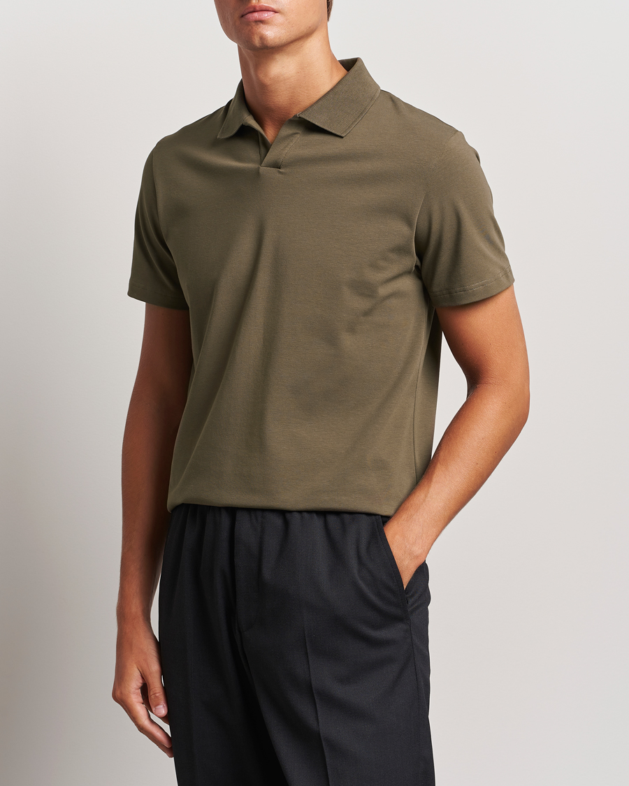 Uomini |  | Filippa K | Soft Lycra Polo T-Shirt Dark Sage