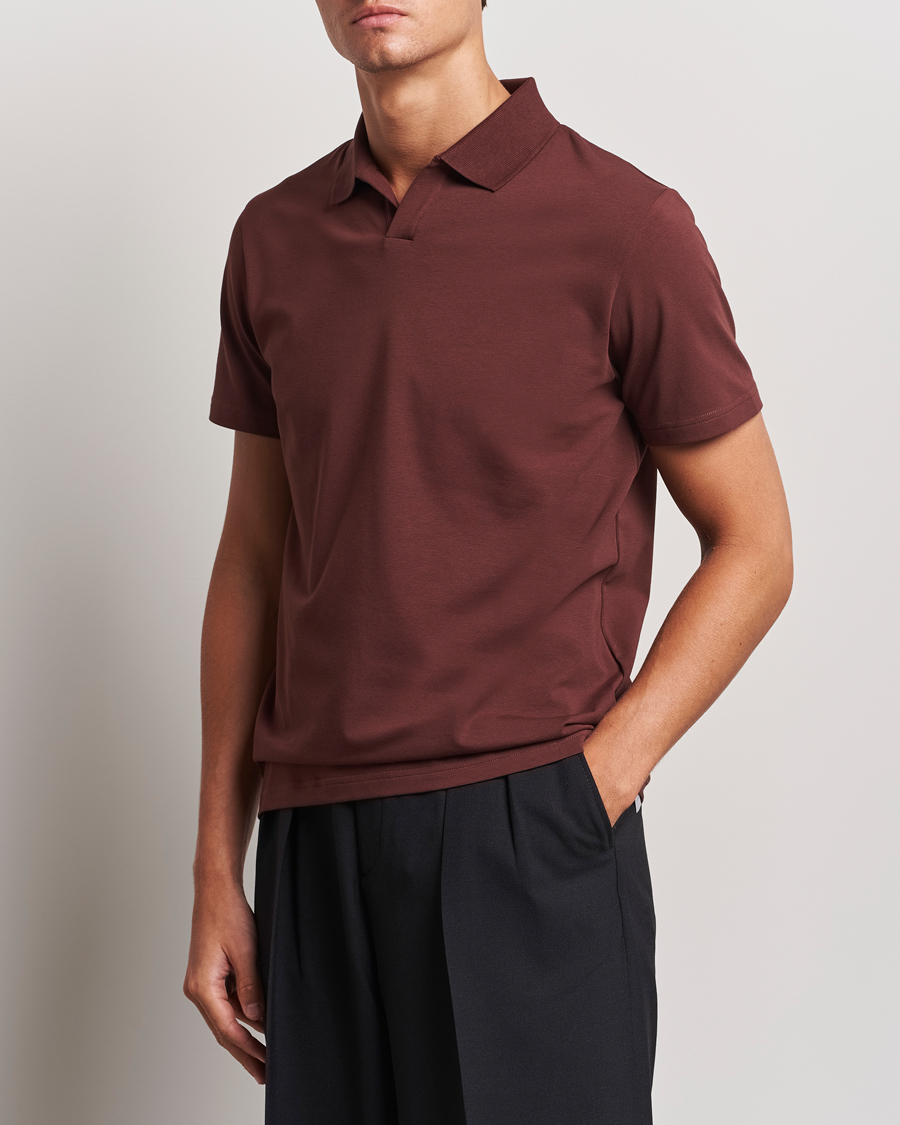 Uomini |  | Filippa K | Soft Lycra Polo T-Shirt Mahogany Brown