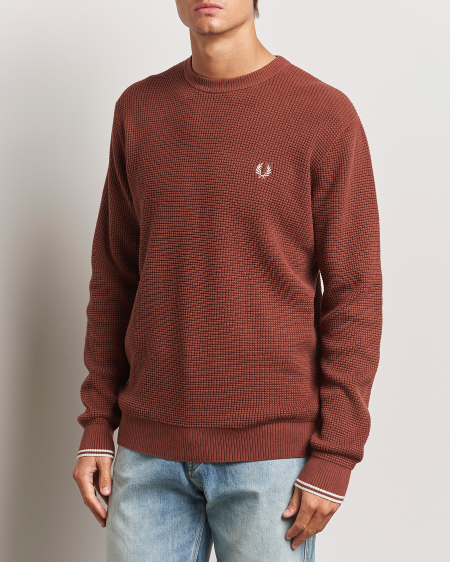 Uomini | Maglioni a maglia | Fred Perry | Waffle Stitch Jumper Whiskey Brown