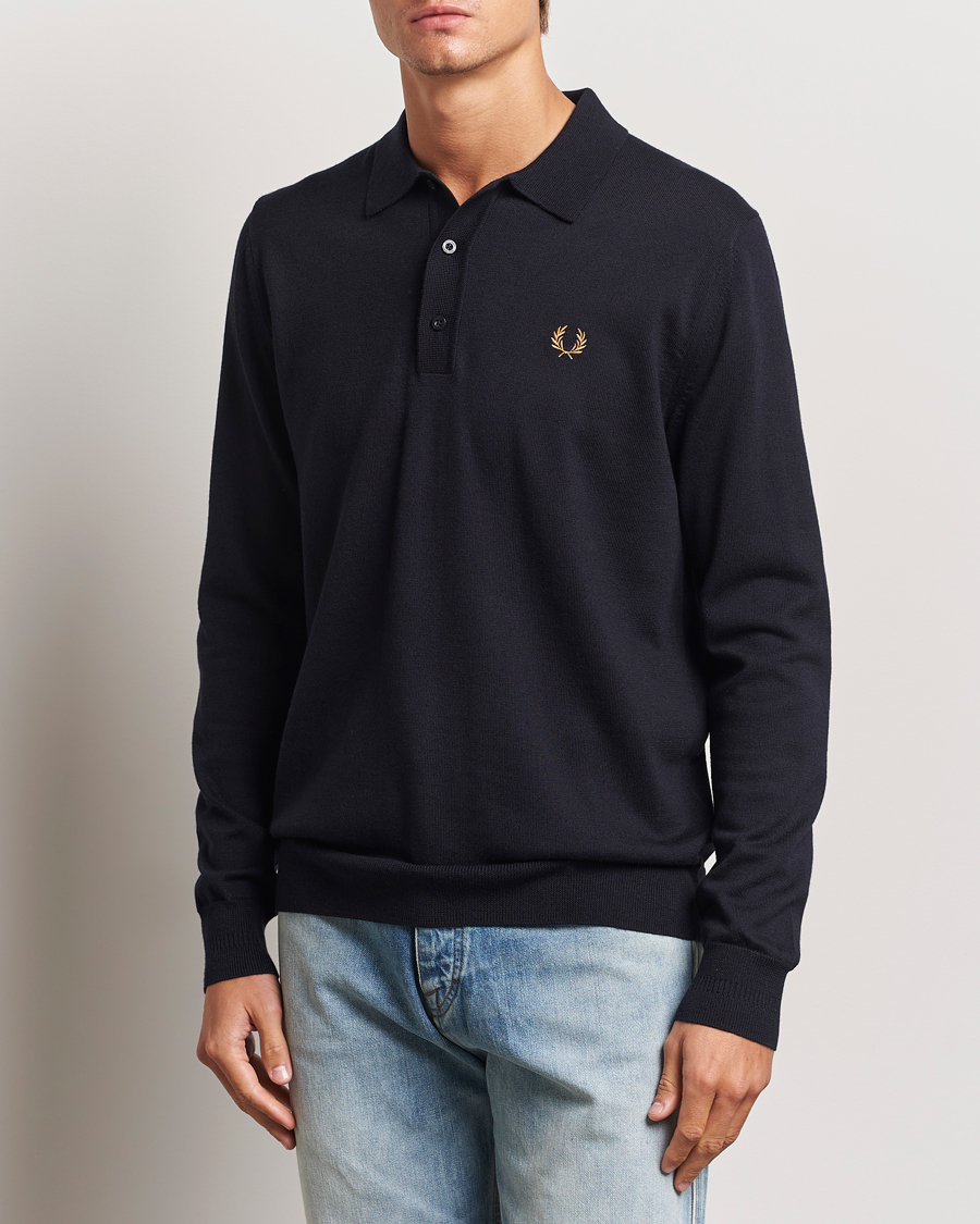 Uomini | Fred Perry | Fred Perry | Knitted Long Sleeve Polo Navy